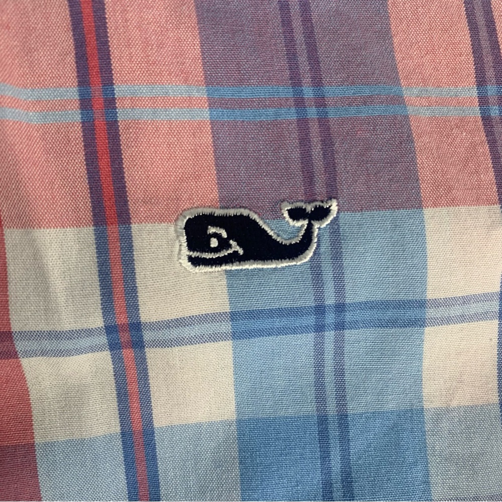 Vineyard Vines Pink and Blue Long Sleeve Button Down Size M Whale Shirt - Picture 4 of 5